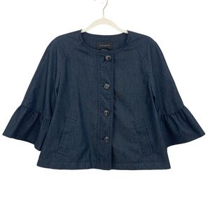 Ann Taylor Chambray Button Front Swing Jacket Sz L